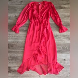 Chelsea28 Vibrant Red Long Sleeve Dress